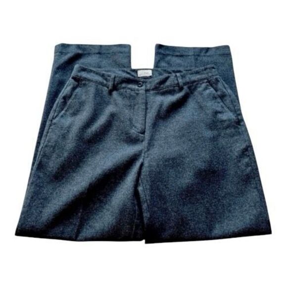 LL Bean High Waist Dress Pants Women12 PETITE Grey Tweed Straight Pockets Lined - Picture 2 of 11